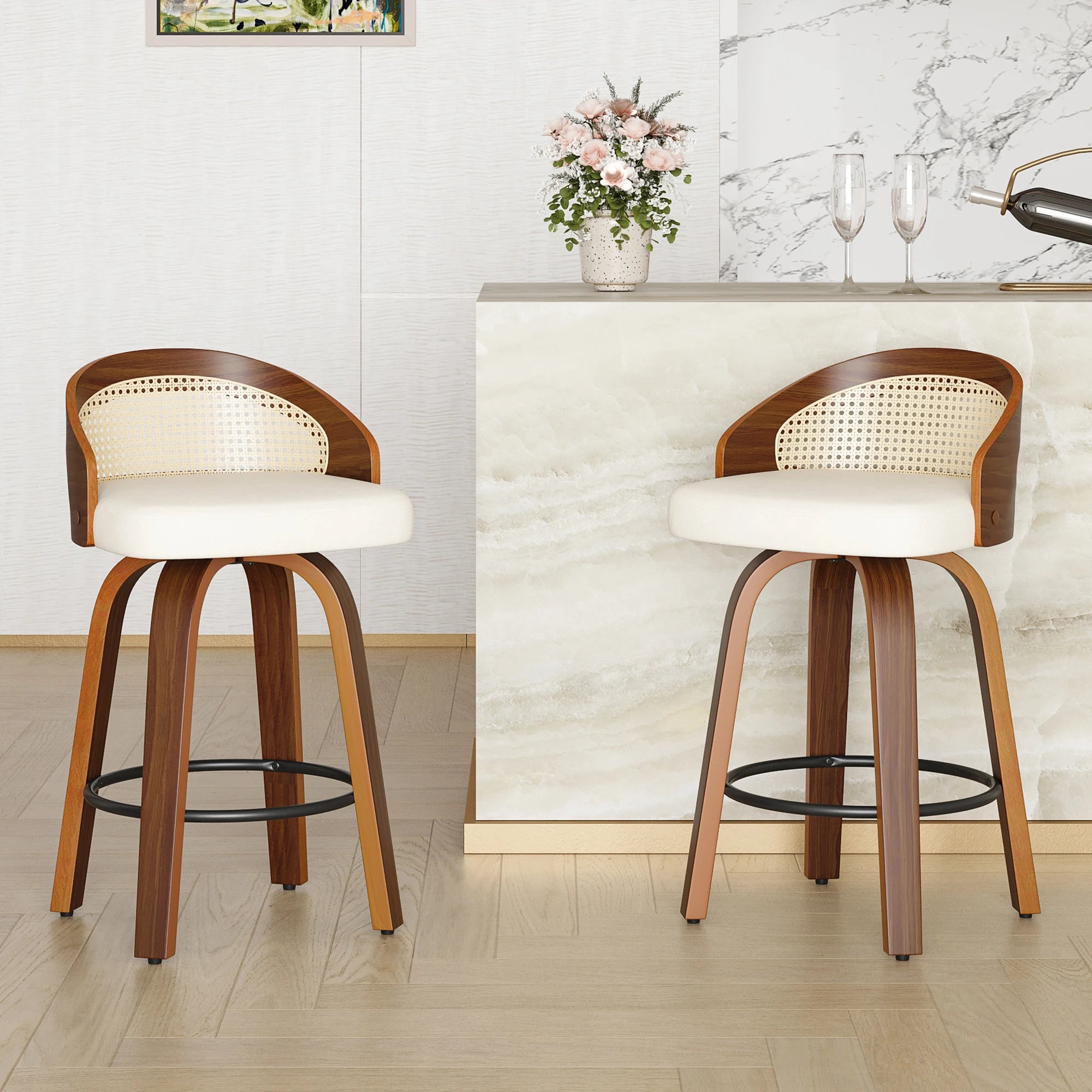Set of 2 Swivel Bar Stools