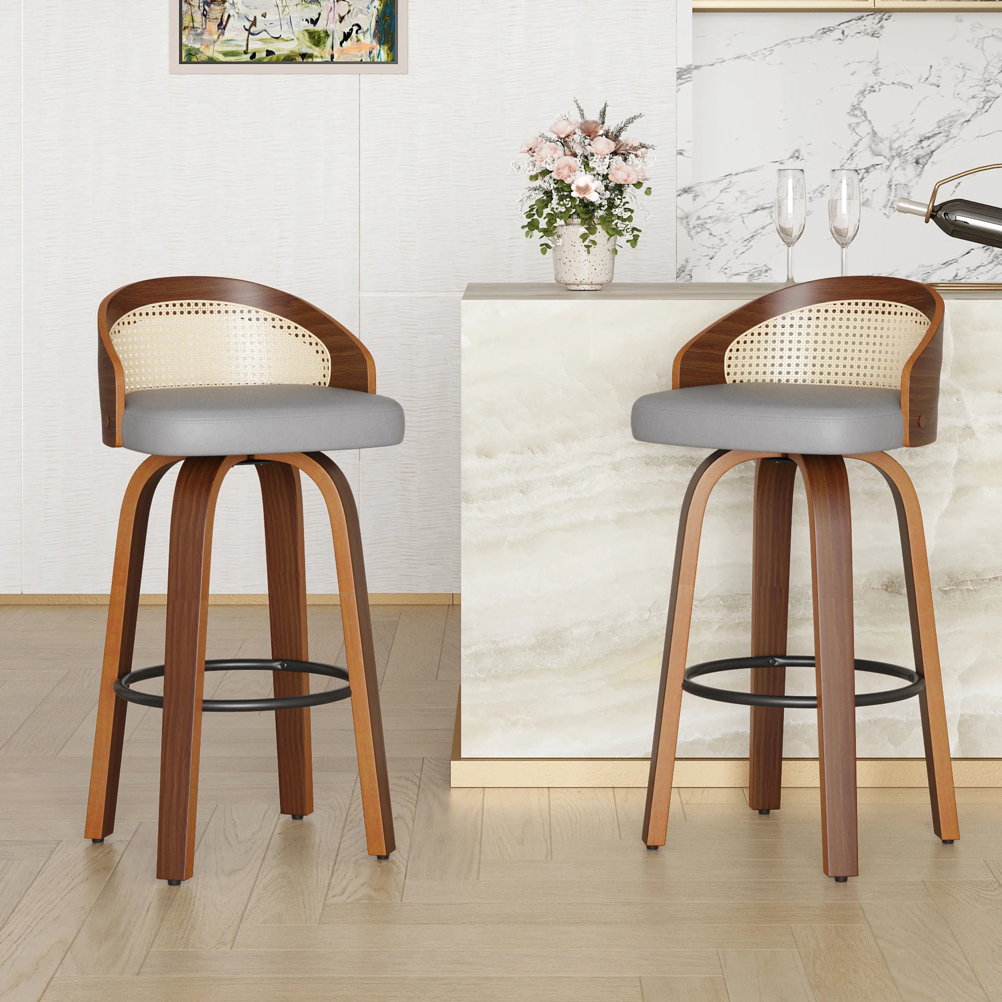 Set of 2 Swivel Bar Stools