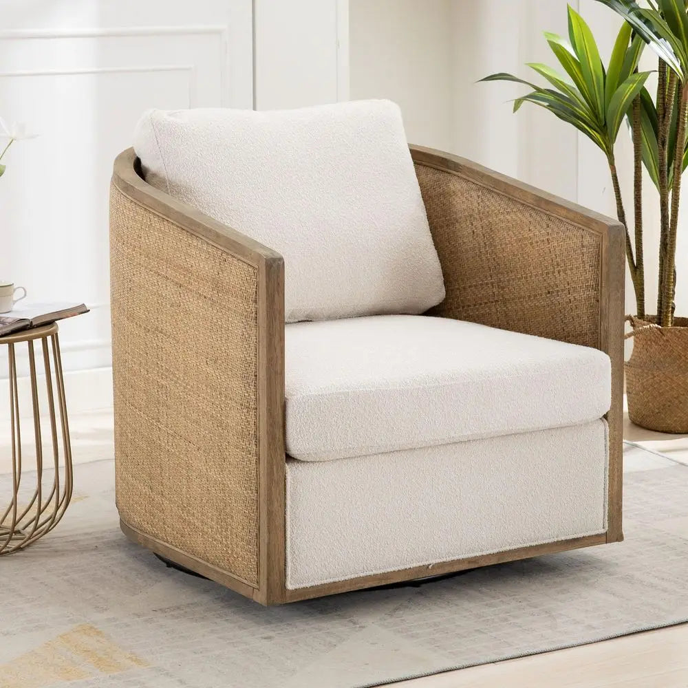 Rattan Swivel Arm Chair