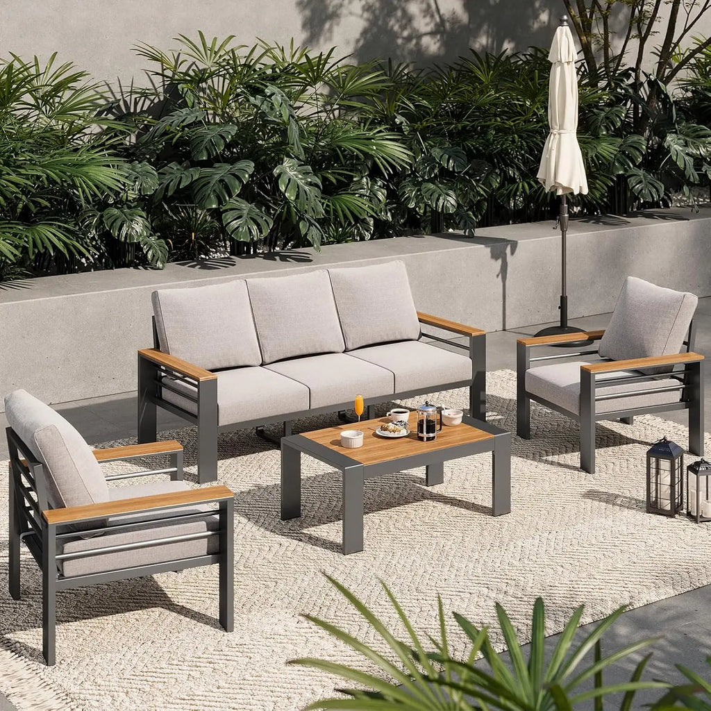 5 Seat Outdoor Sectional Sofa with Coffee Table