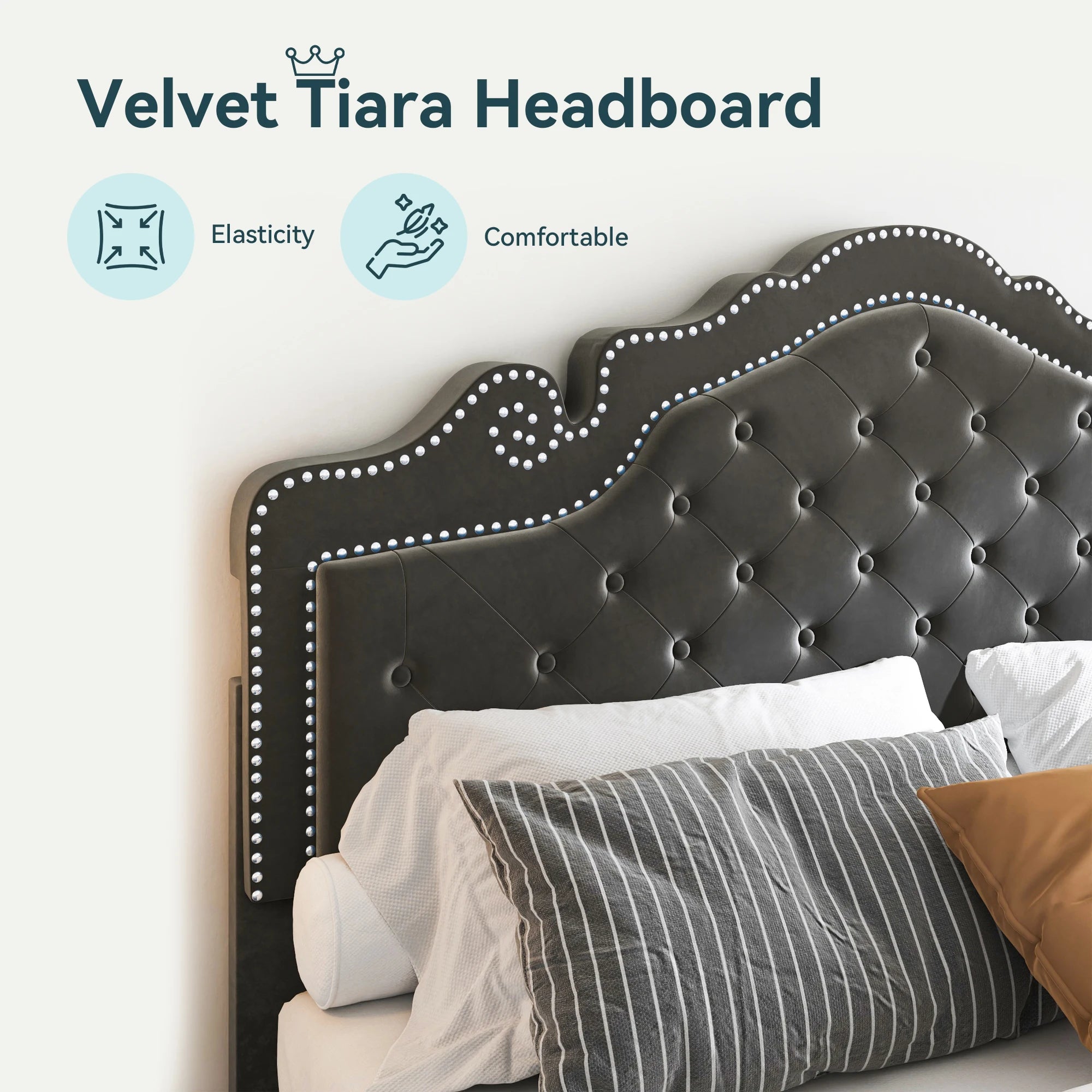 Full/Queen/King Size Velvet Bed Frame