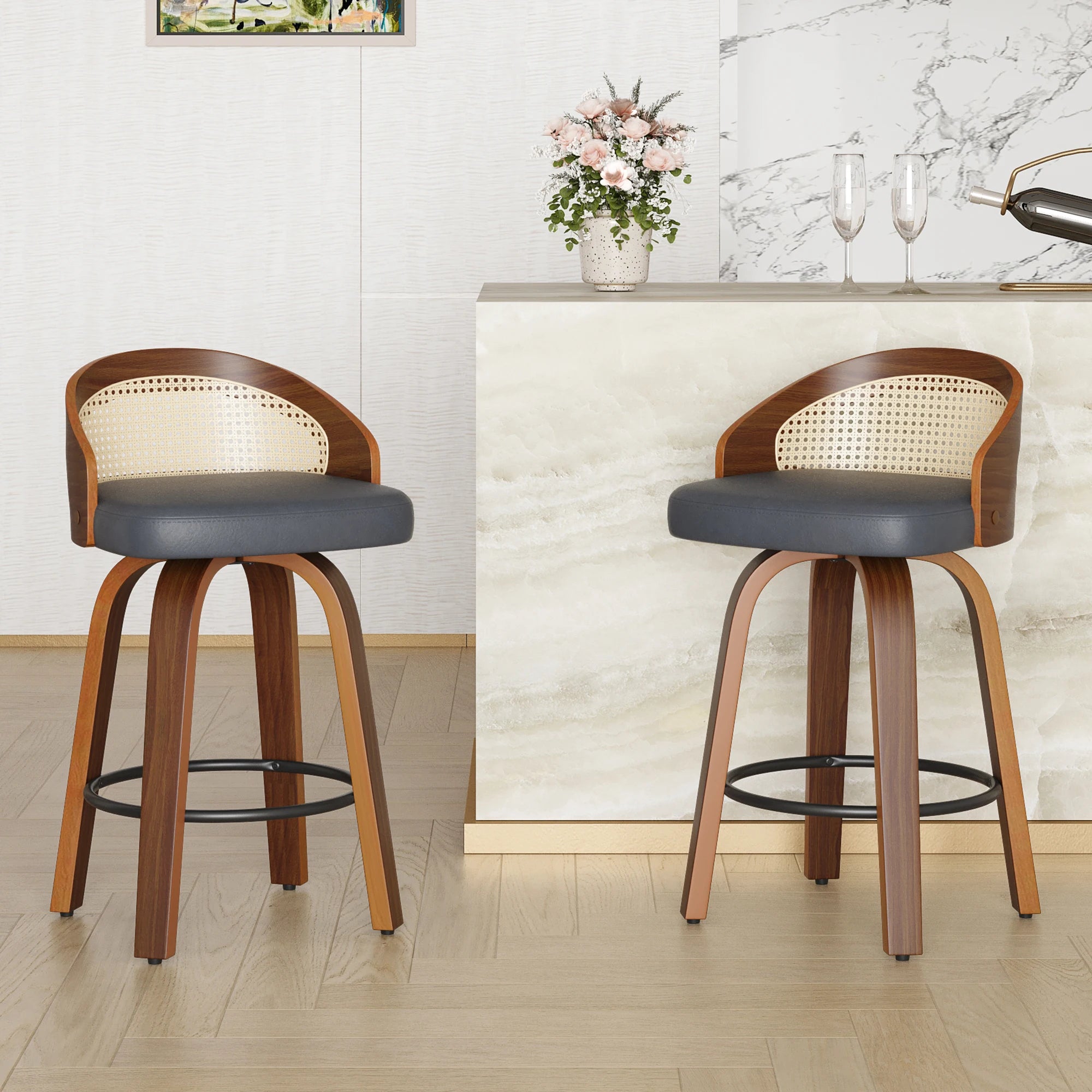 Set of 2 Swivel Bar Stools