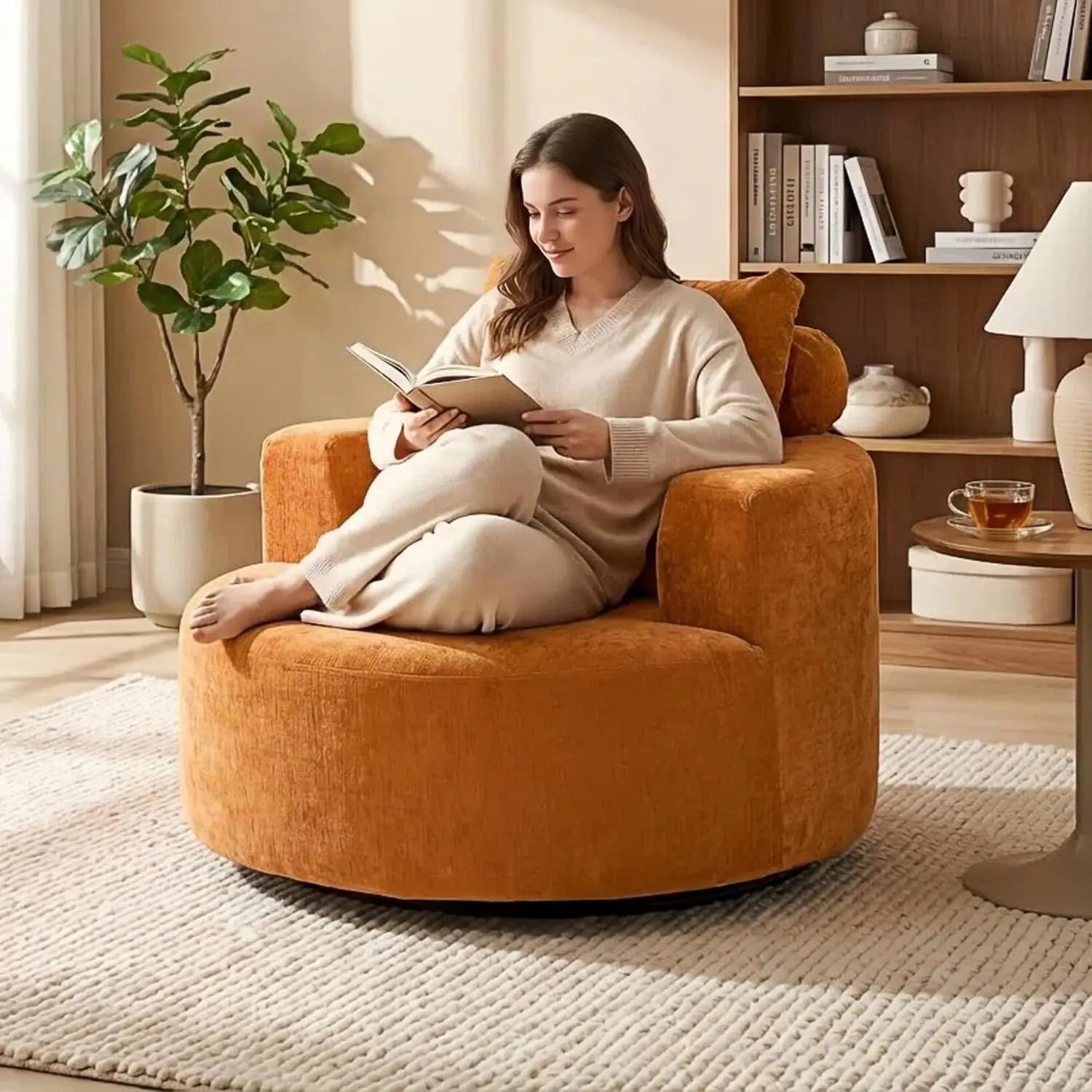 Oversized Barrel Swivel Chair