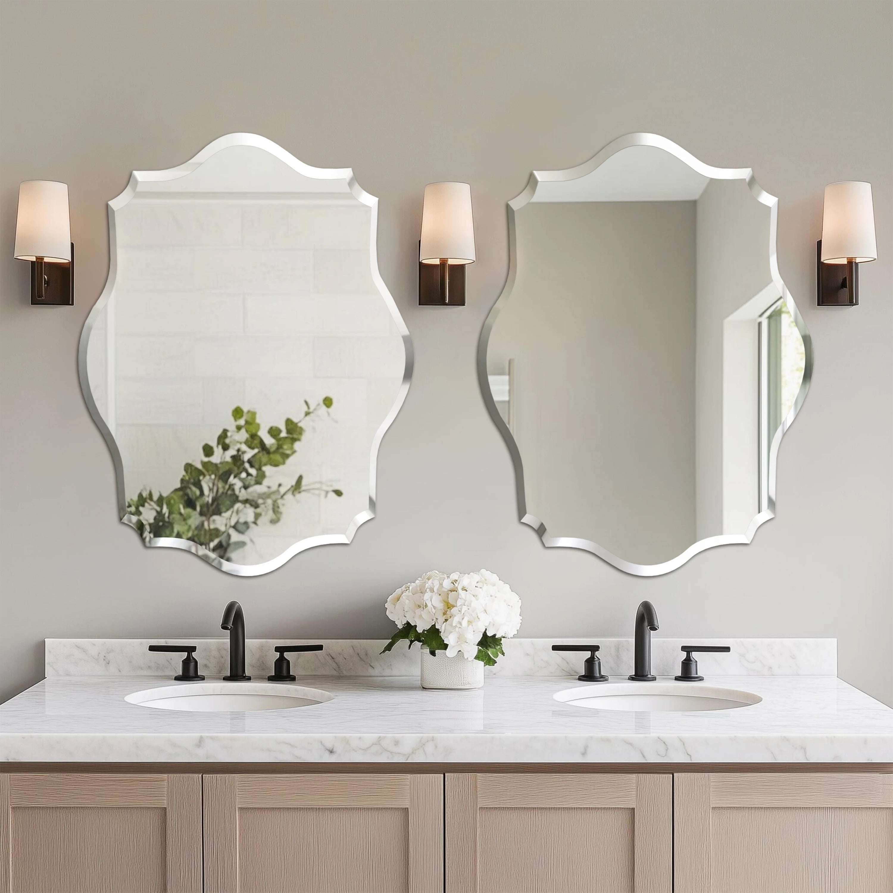 Beveled Scalloped Edge Wall Mirror