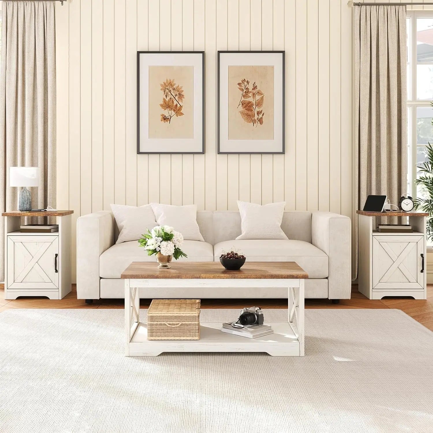 Living Room Coffee Table with 2 End Tables