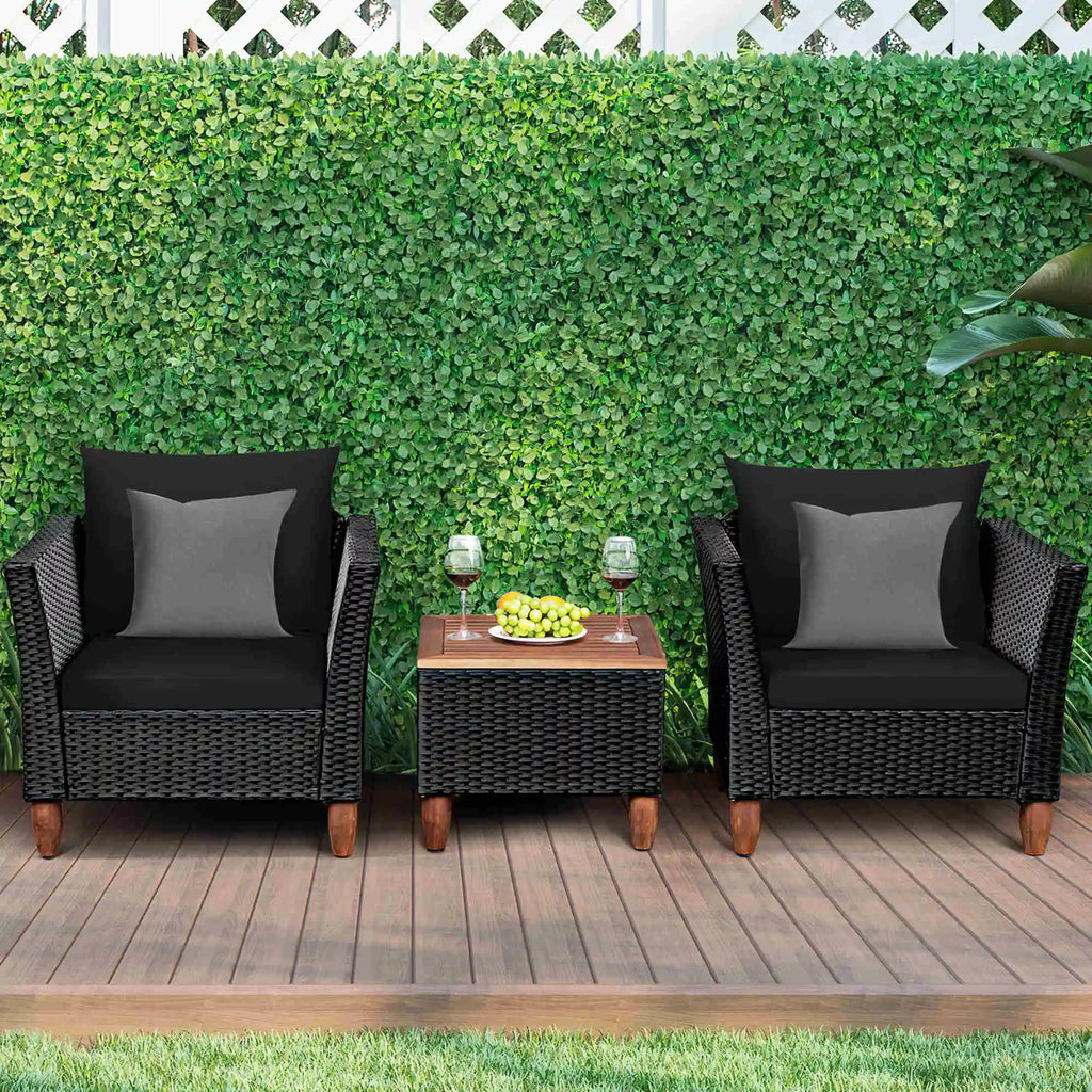 3PCS Outdoor Patio Rattan Furniture