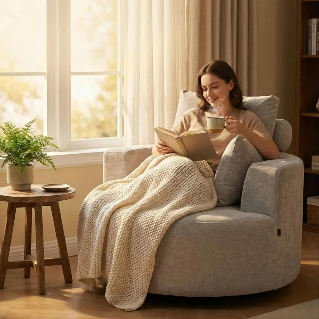 Oversized Barrel Swivel Chair