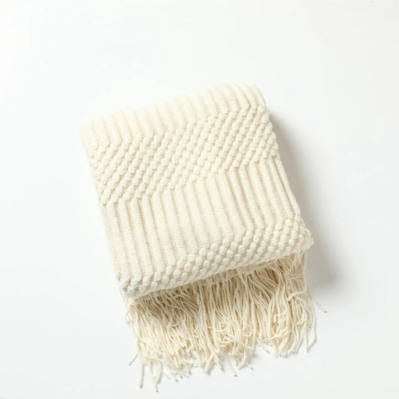 Knitted Blanket with Tassels