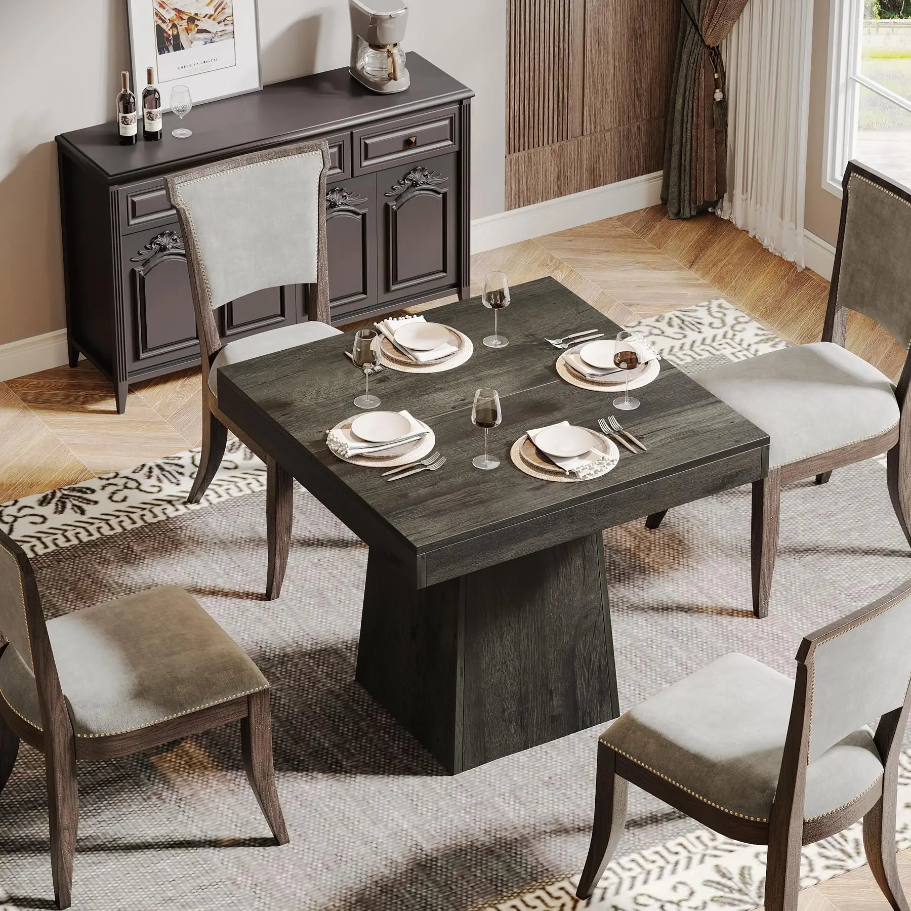 Pedestal Base Farmhouse Dining Room Table