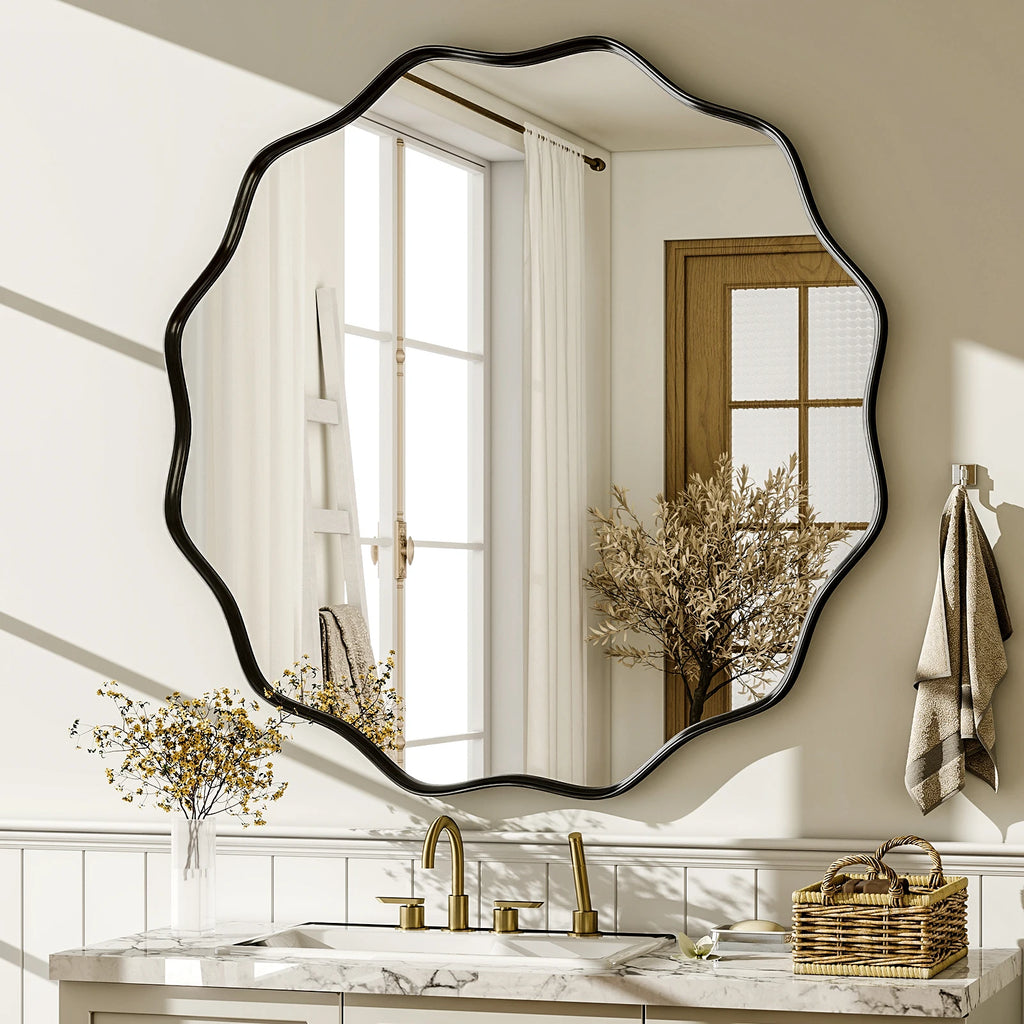 Wavy Round Mirror