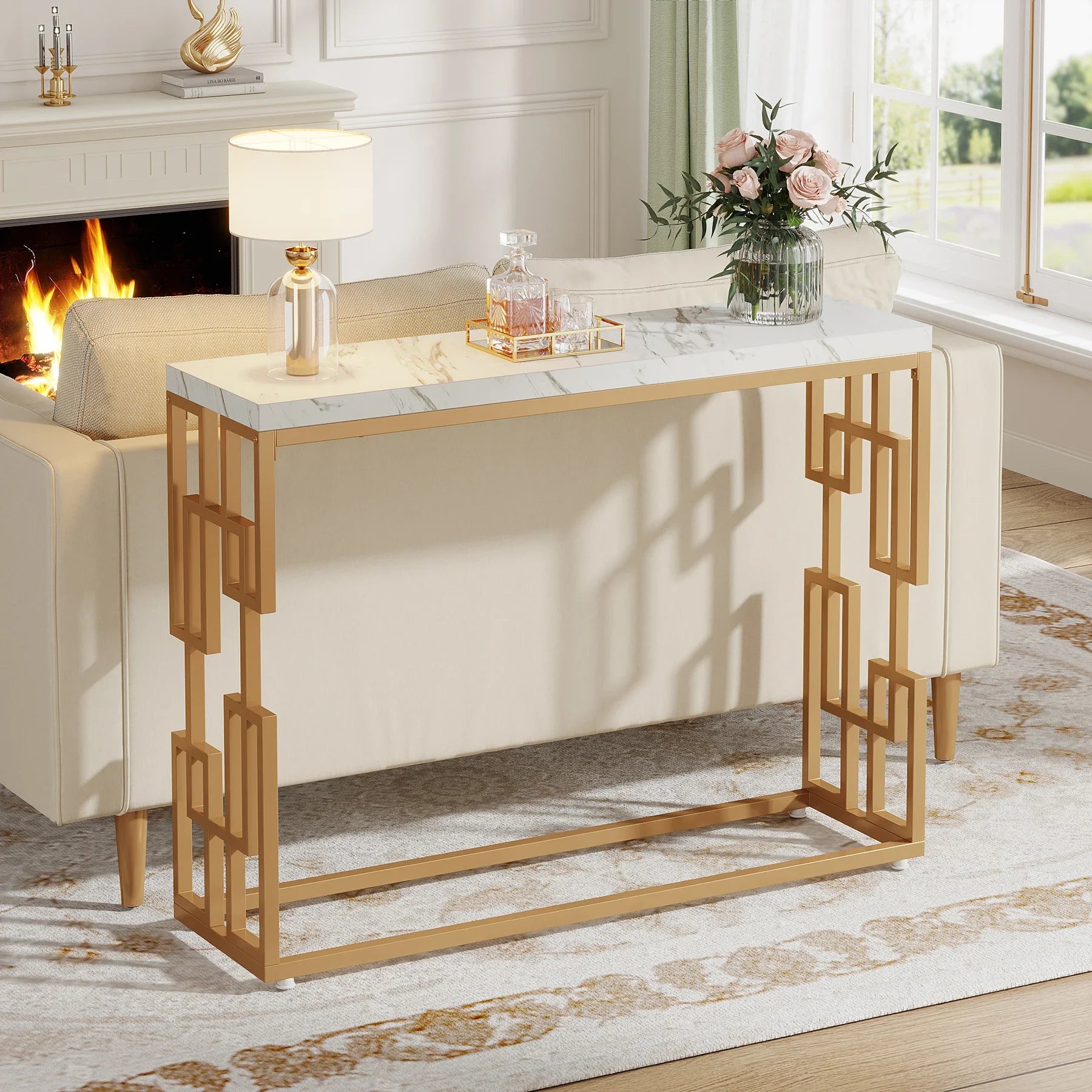 Gold and Marble Console Table