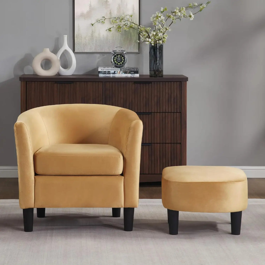 Oversized Swivel Barrel Chair with Ottoman