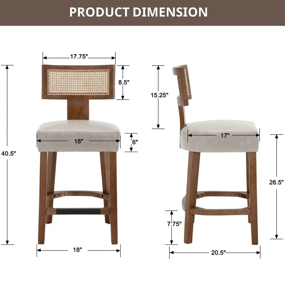 Rattan Bar Stools Set of 3
