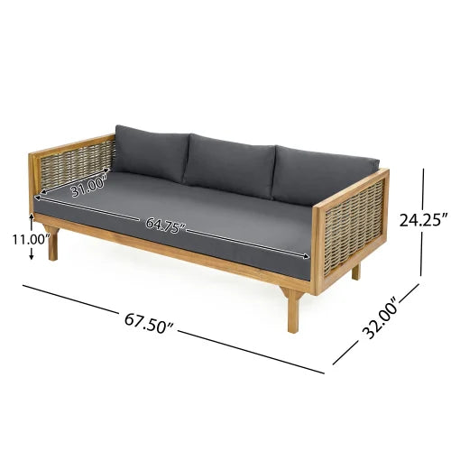 3 rattan armrest sofa bed