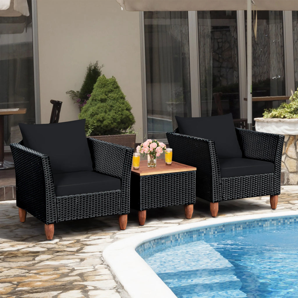 3PCS Outdoor Patio Rattan Furniture