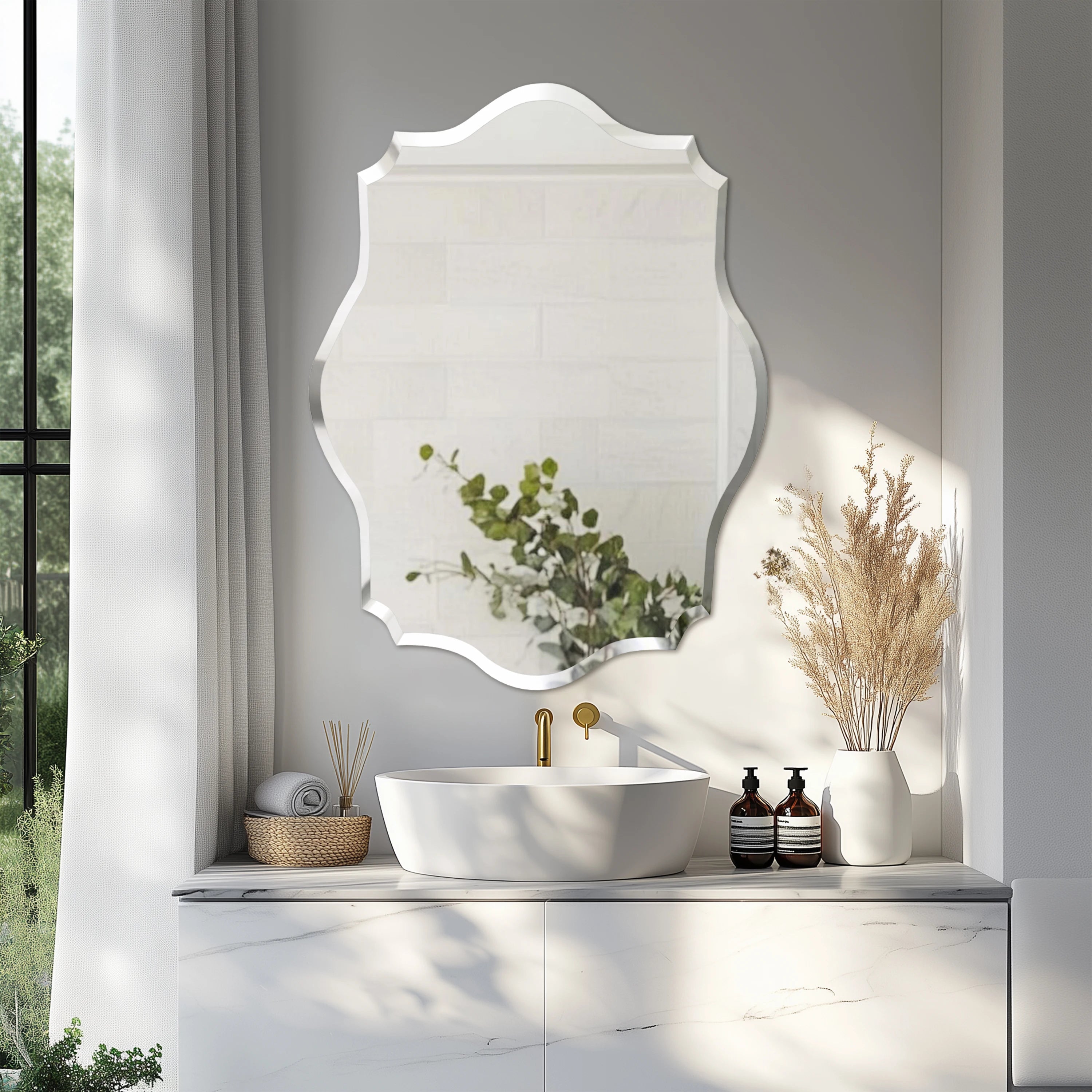 Beveled Scalloped Edge Wall Mirror