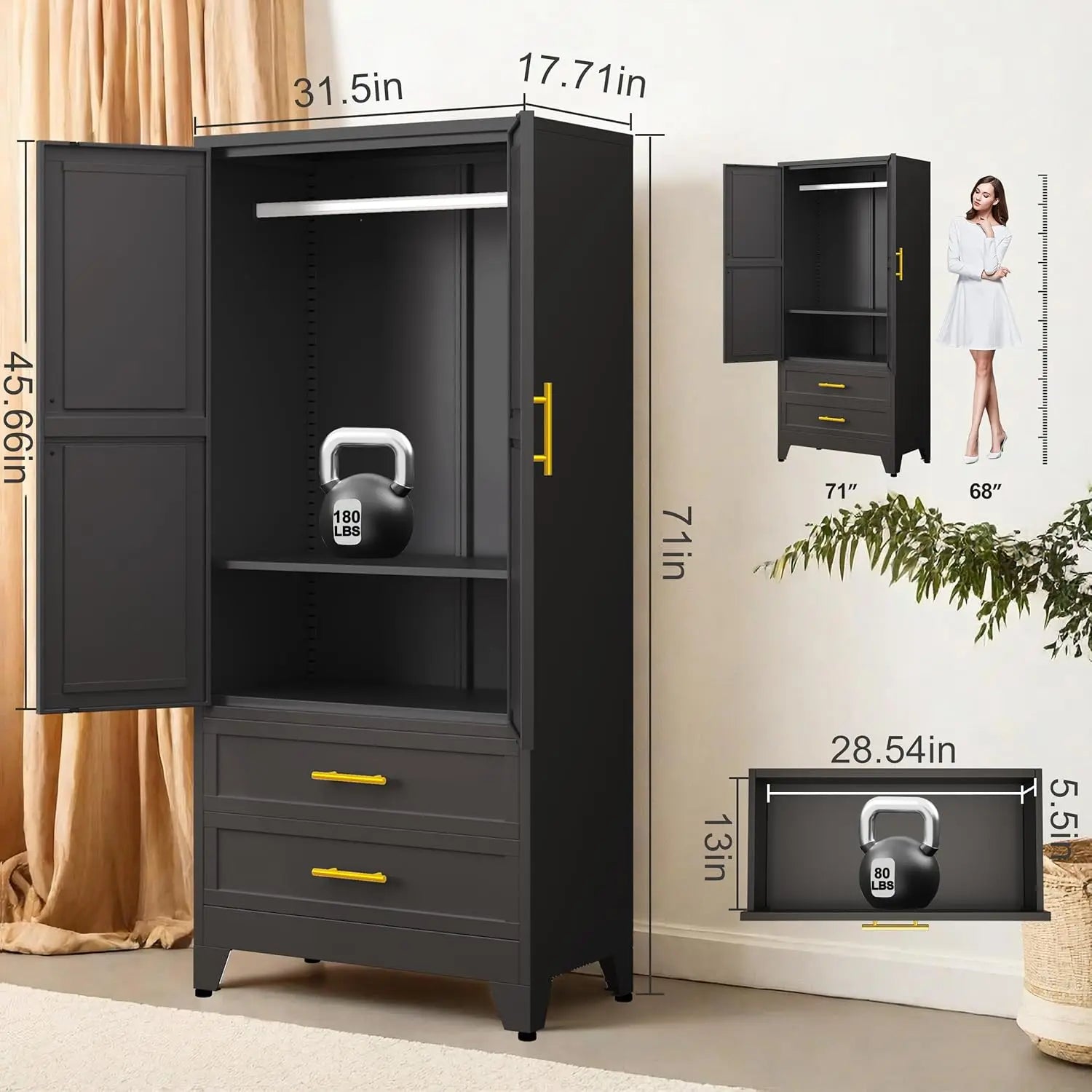 Black Steel Wardrobe