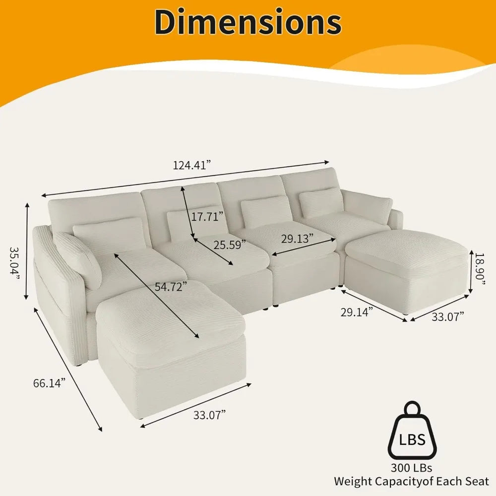 U-Shaped Sectional Sofa, with Ottoman