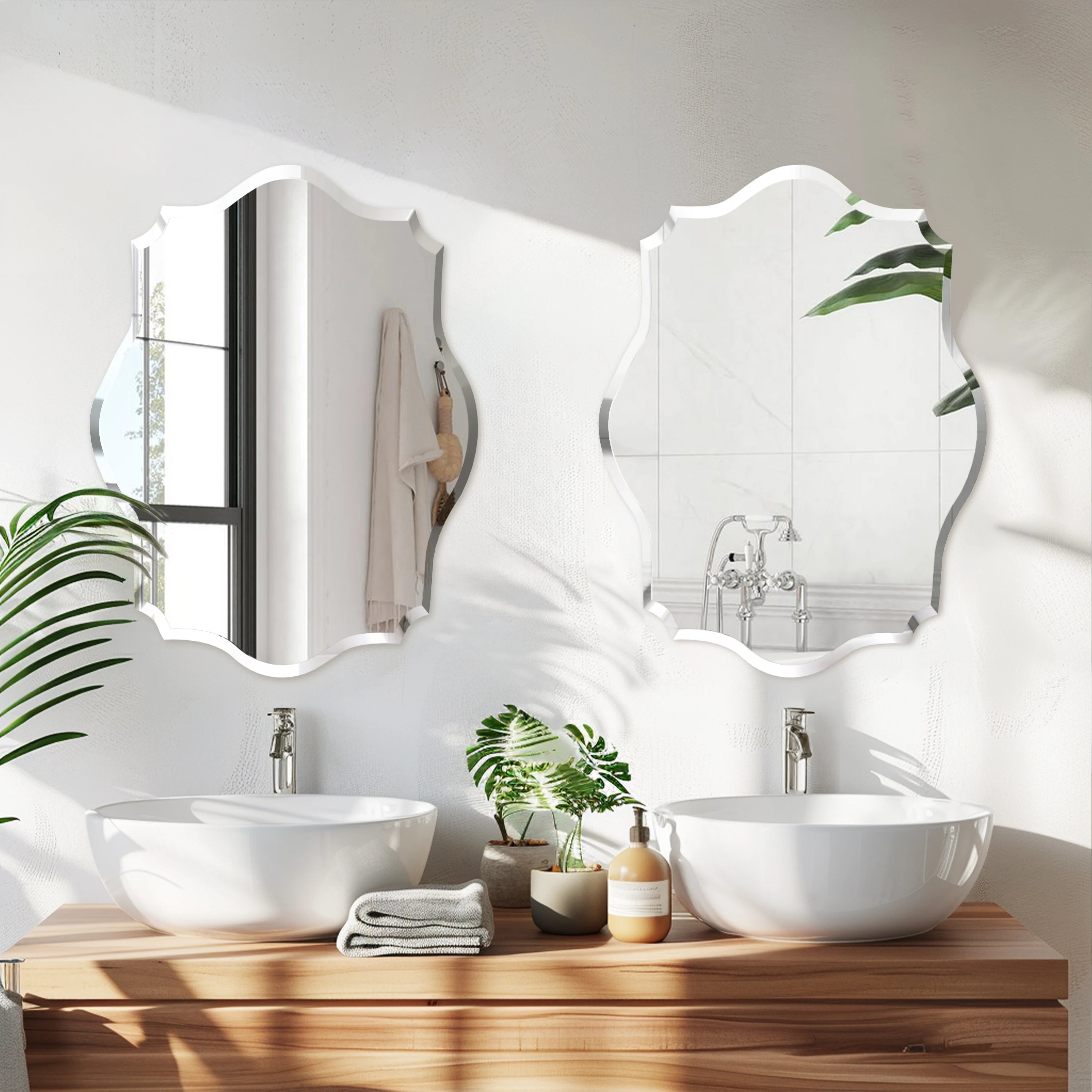 Beveled Scalloped Edge Wall Mirror