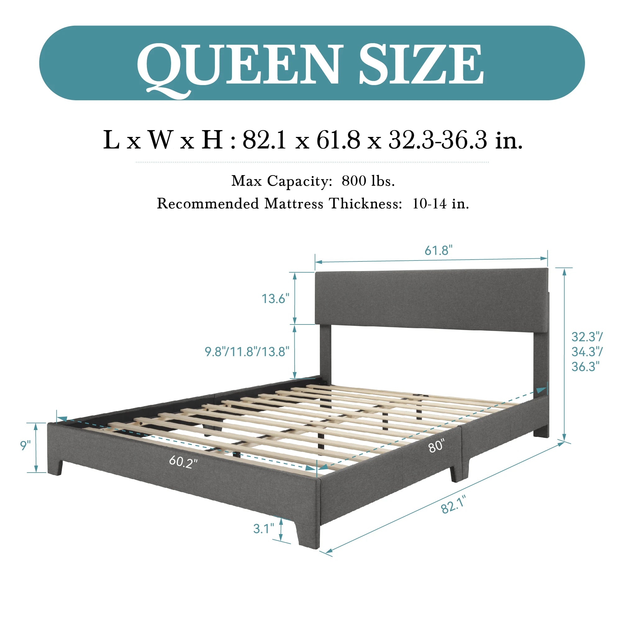 Full/Queen/King Upholstered Bed Frame