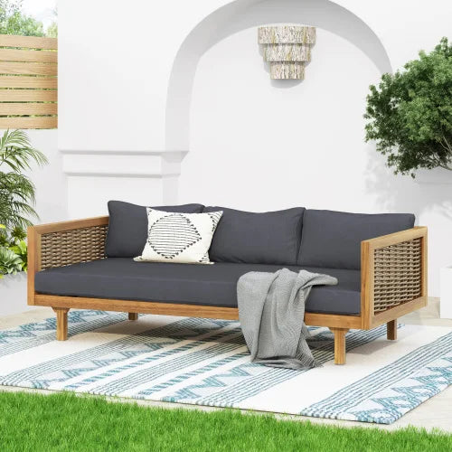 3 rattan armrest sofa bed