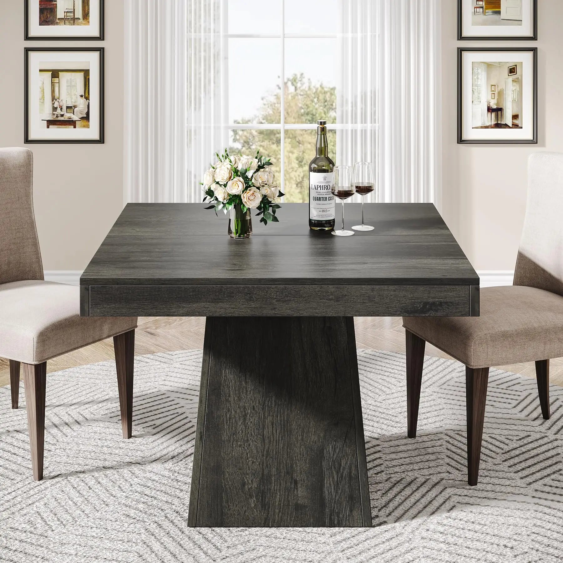 Pedestal Base Farmhouse Dining Room Table