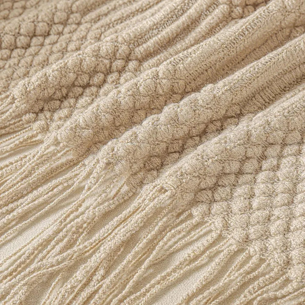 Knitted Blanket with Tassels