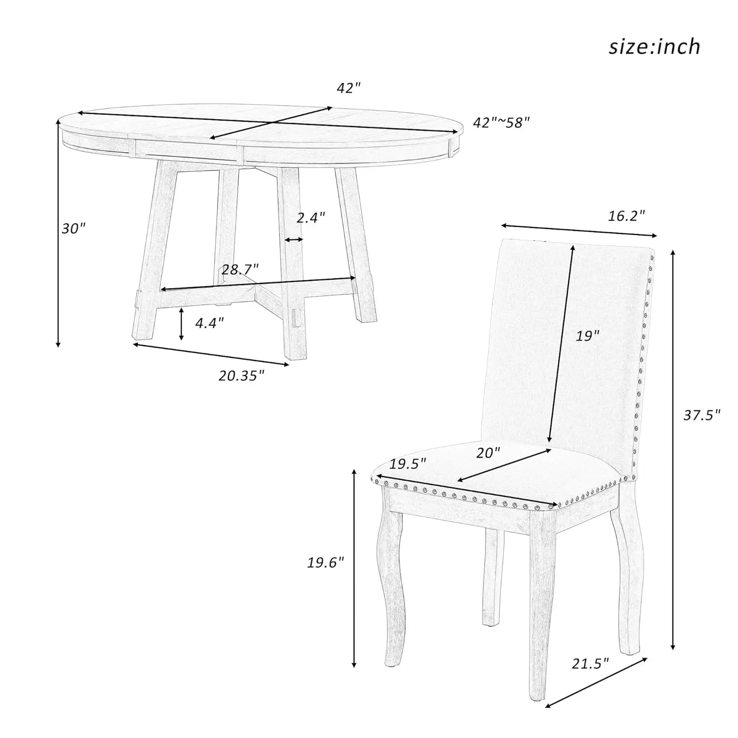 Round Extendable Dining Set