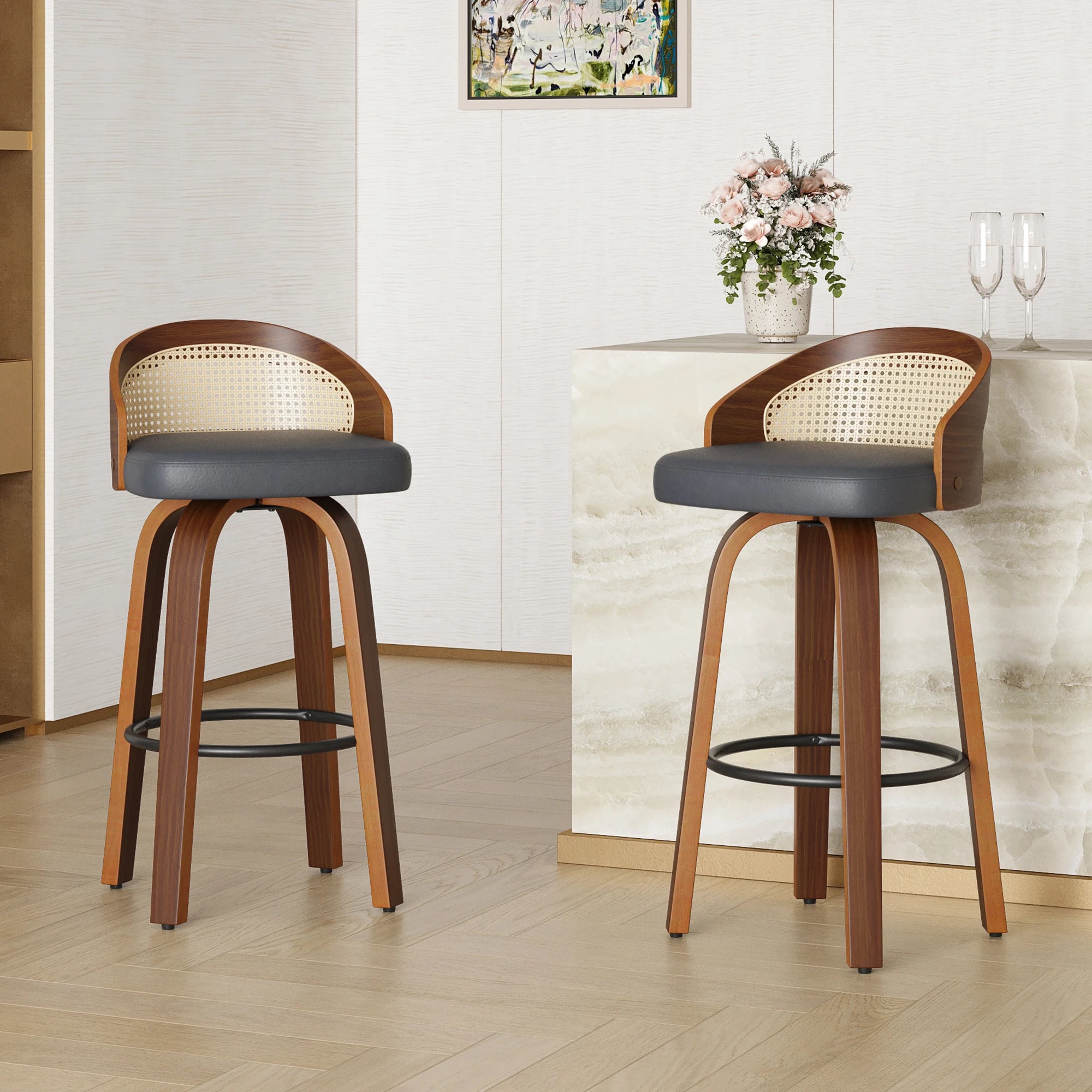 Set of 2 Swivel Bar Stools