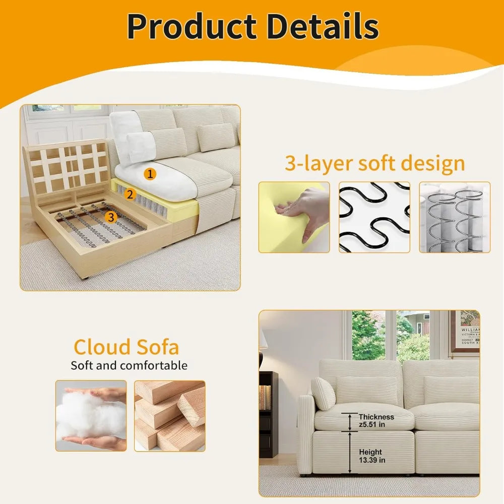 U-Shaped Sectional Sofa, with Ottoman