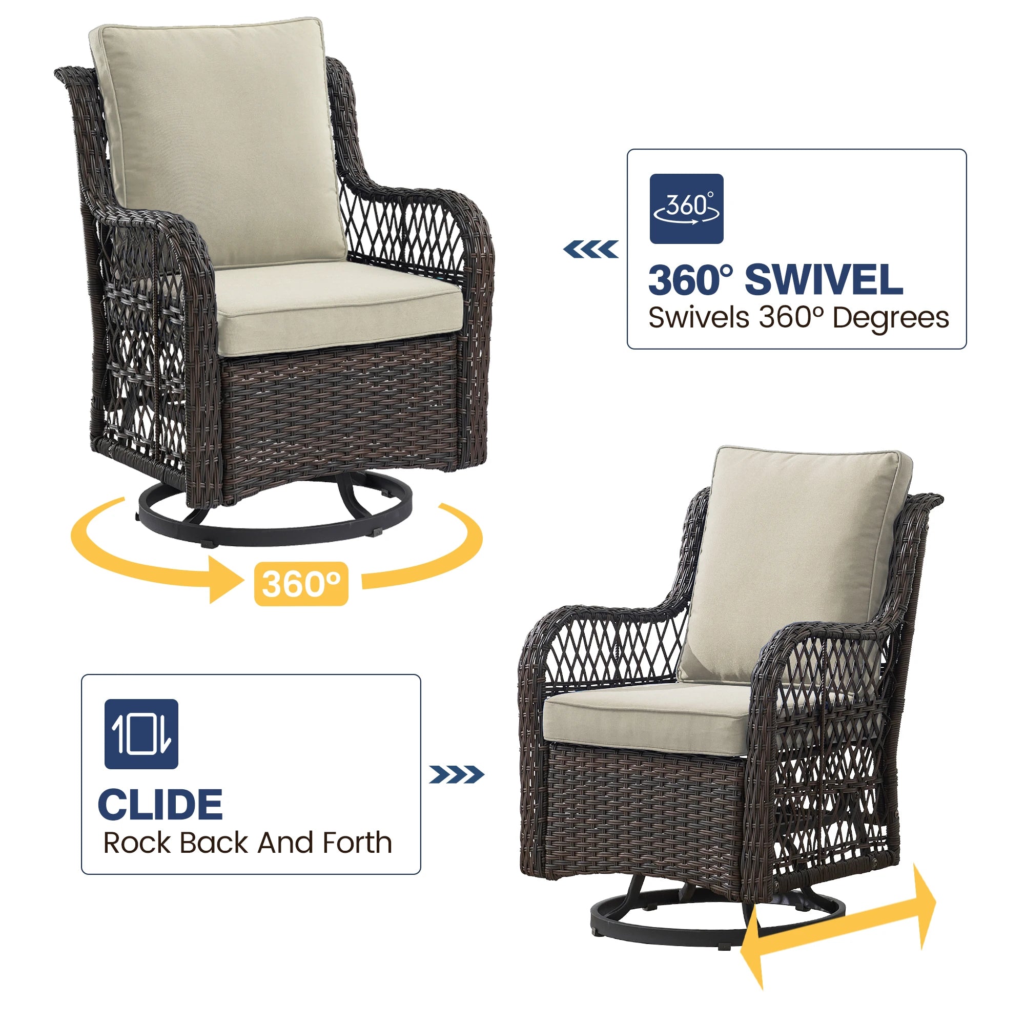 Wicker Swivel Chairs & Table Set
