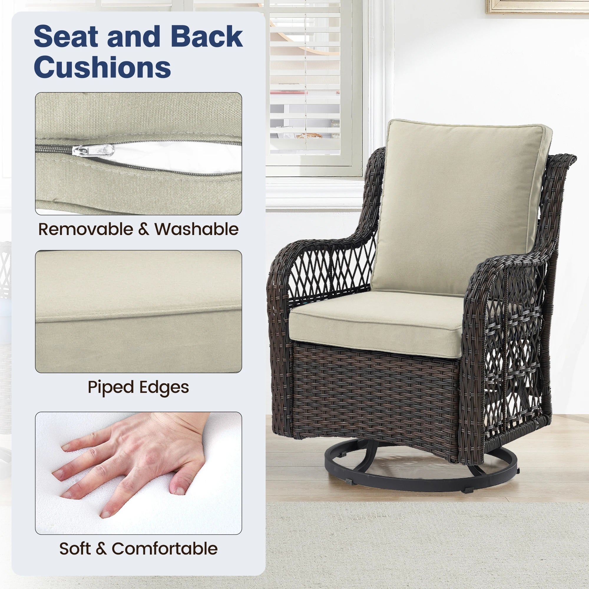 Wicker Swivel Chairs & Table Set