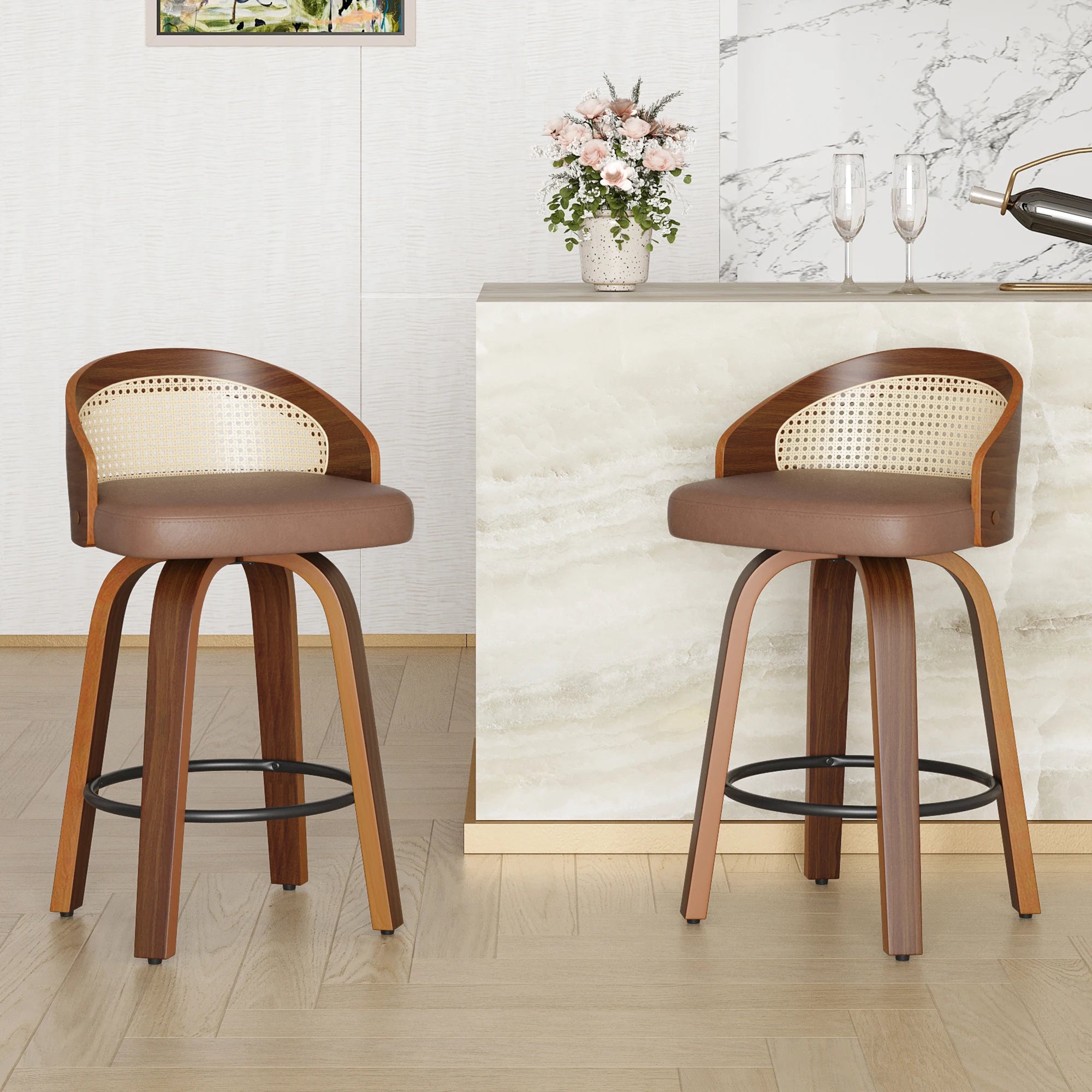 Set of 2 Swivel Bar Stools