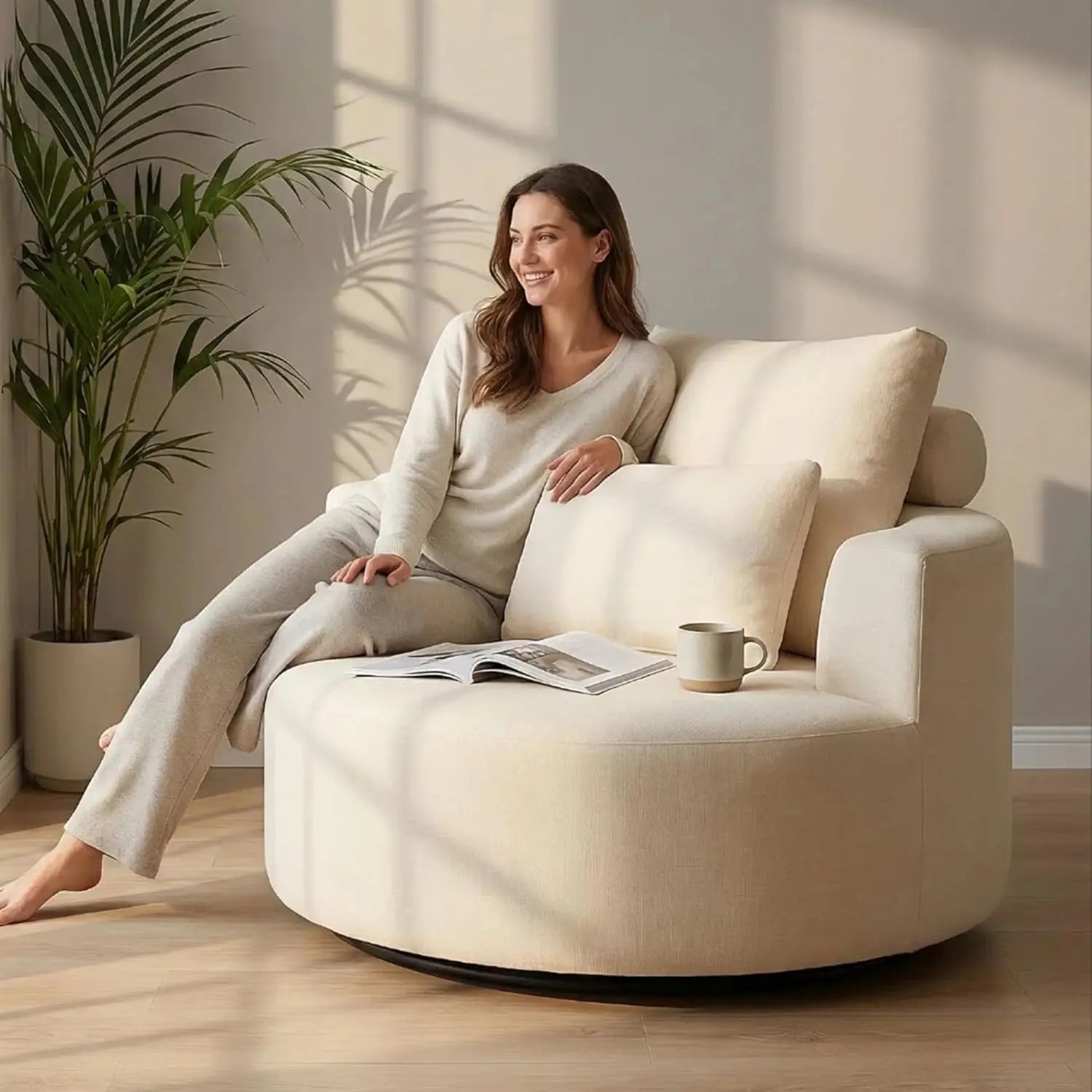 Oversized Barrel Swivel Chair