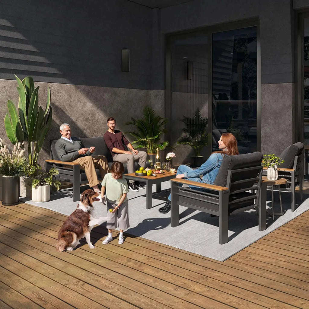 5 Seat Outdoor Sectional Sofa with Coffee Table