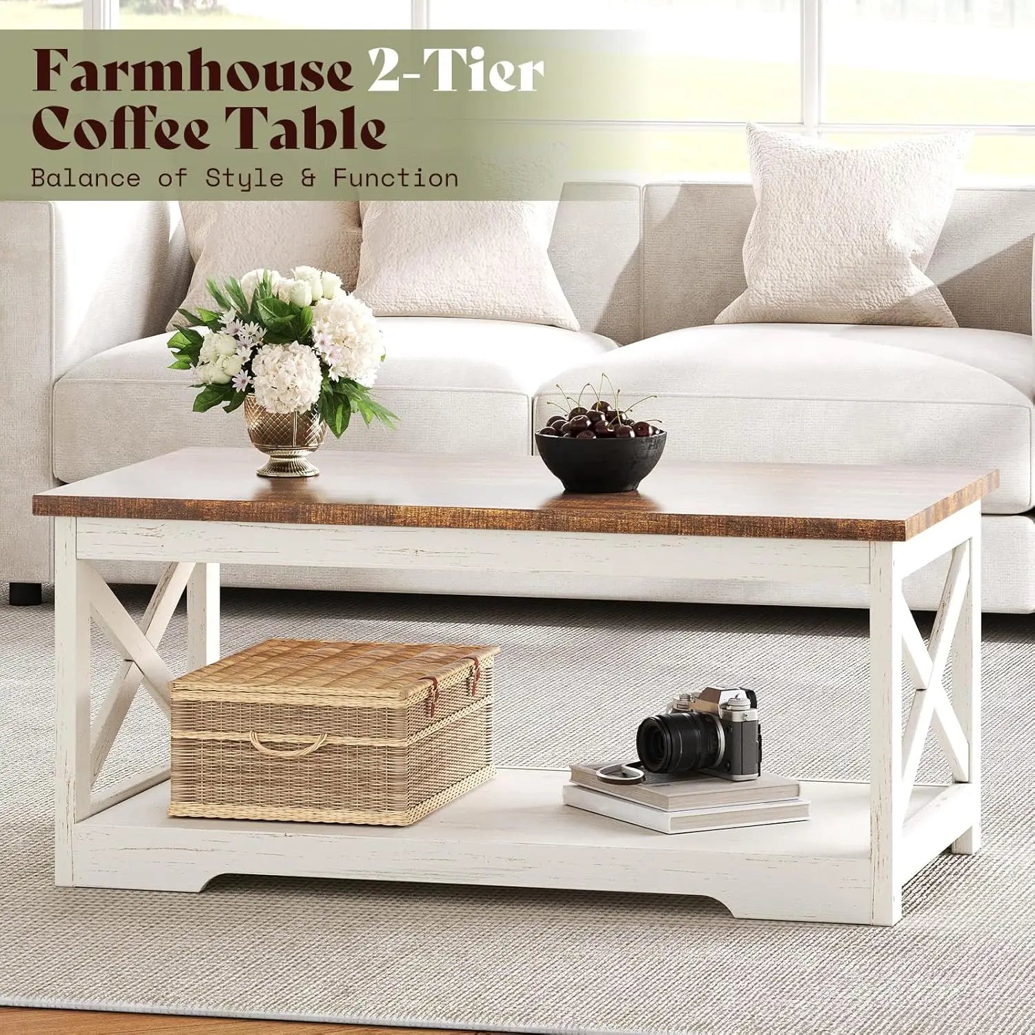 Living Room Coffee Table with 2 End Tables