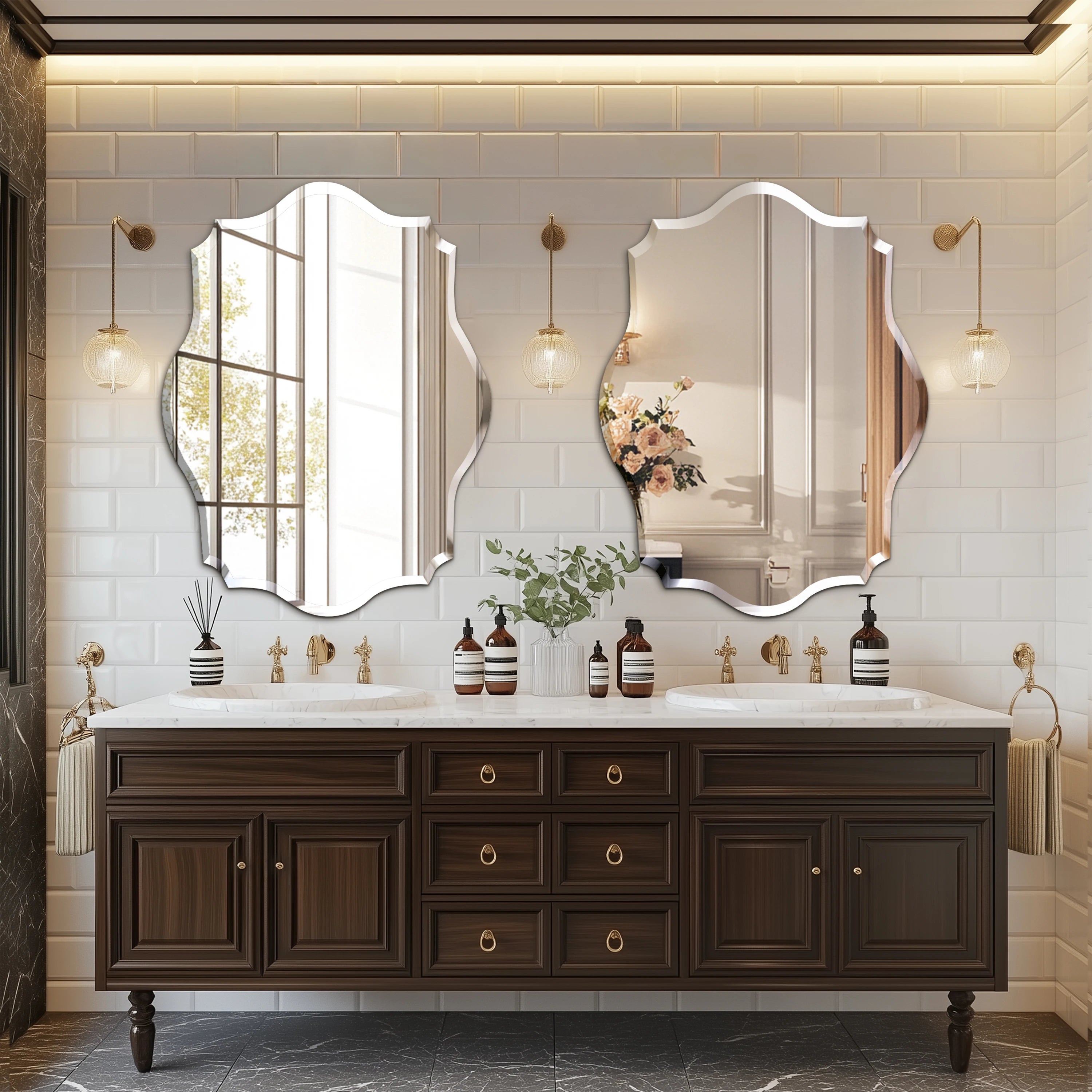 Beveled Scalloped Edge Wall Mirror