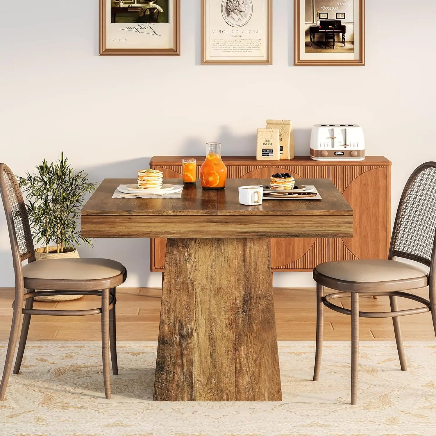Pedestal Base Farmhouse Dining Room Table
