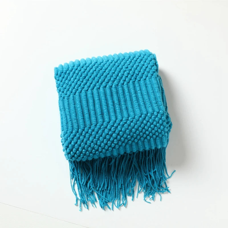 Knitted Blanket with Tassels