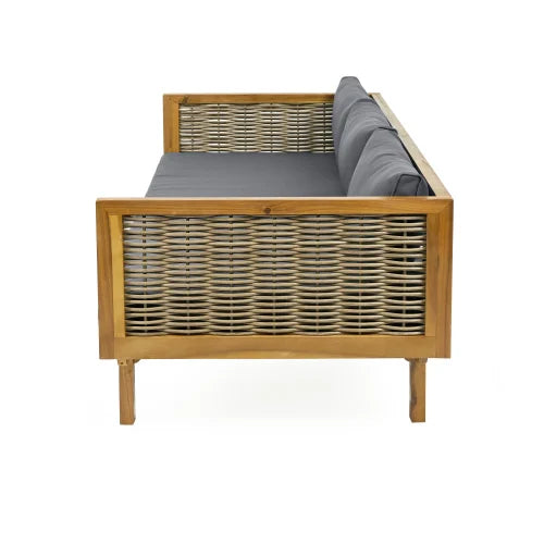 3 rattan armrest sofa bed