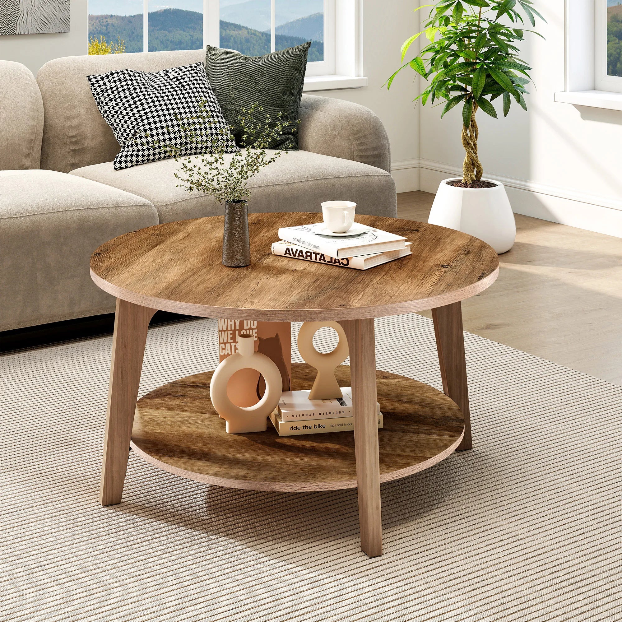 Wood Round Coffee Table