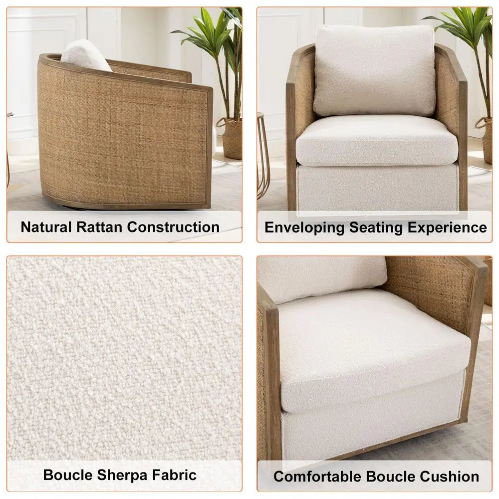 Rattan Swivel Arm Chair